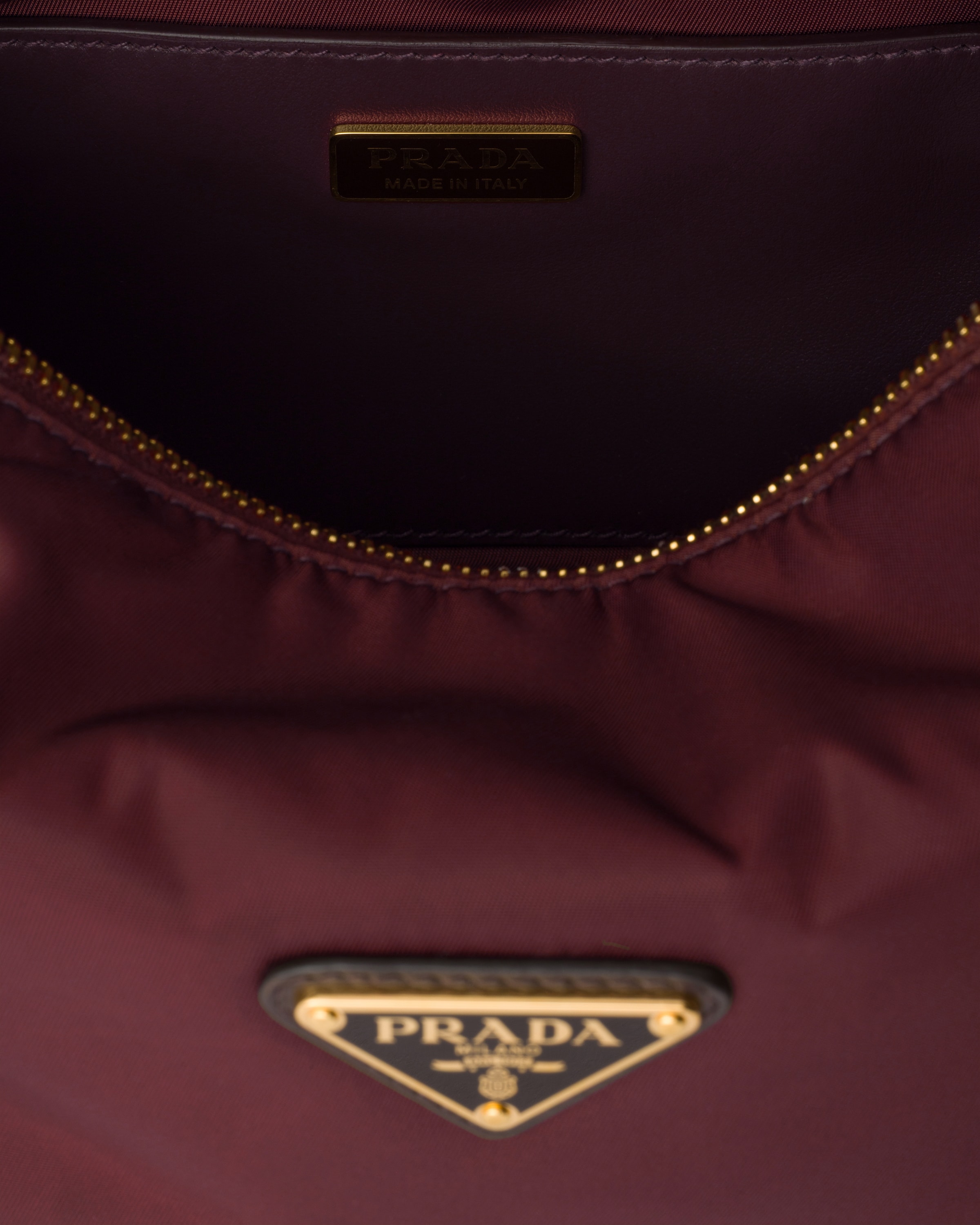 Burgundy Prada Explore Small Re-nylon And Leather Shoulder Bag