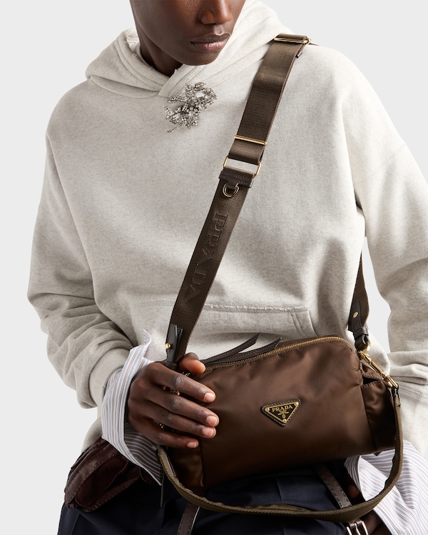 Prada Explore small Re-Nylon and leather shoulder bag - Sienna Prada Explore small Re-Nylon and leather shoulder bag - Sienna