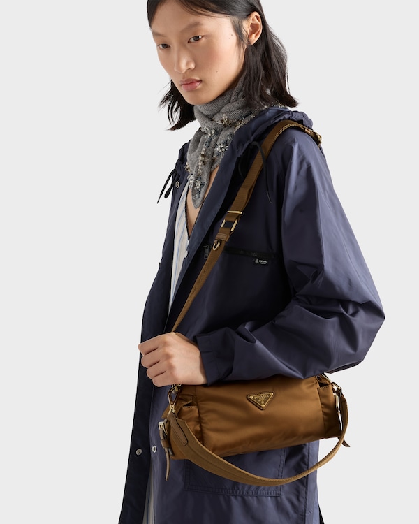 Prada Explore small Re-Nylon and leather shoulder bag - Brandy Prada Explore small Re-Nylon and leather shoulder bag - Brandy