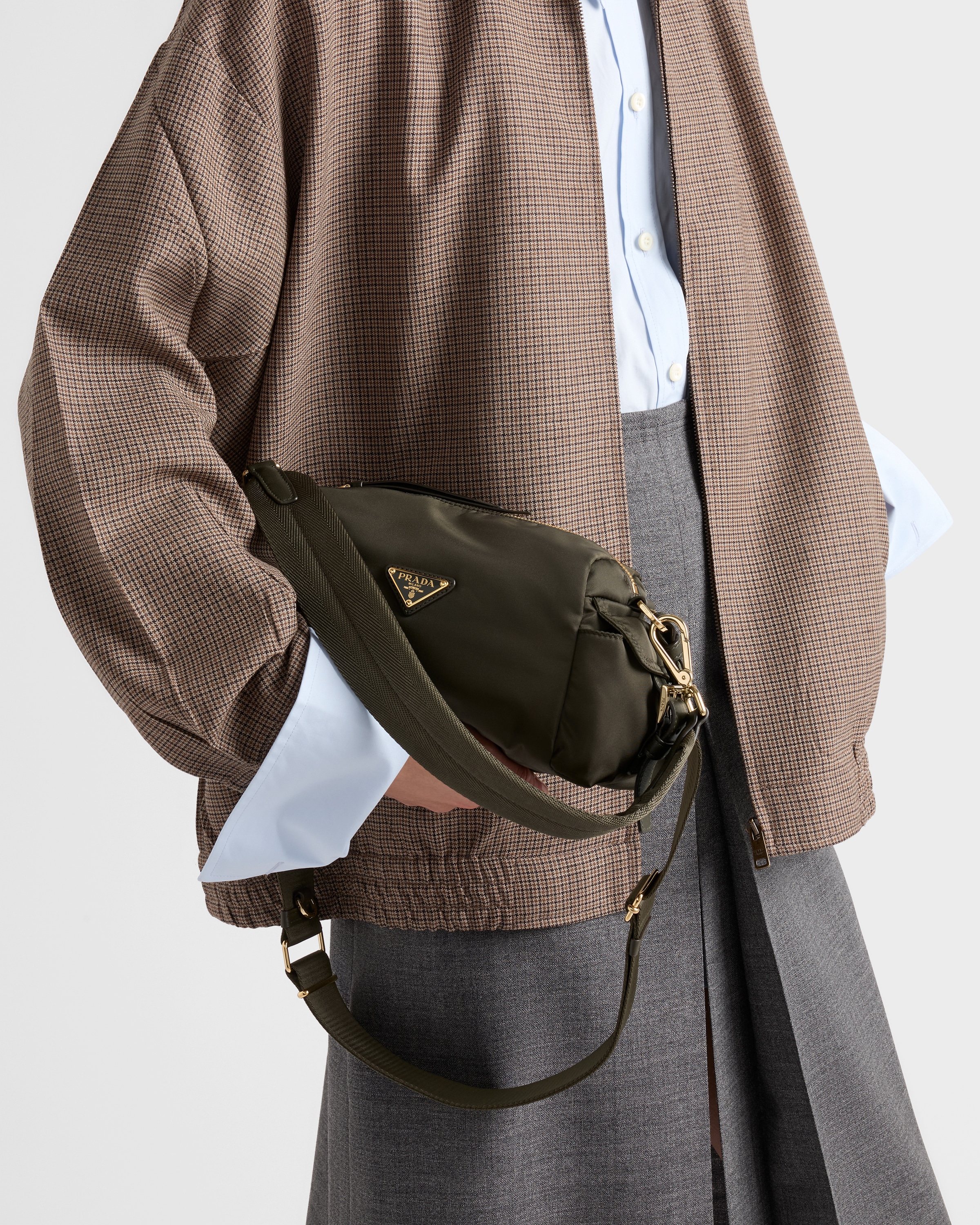 Forest Prada Explore Small Re-nylon And Leather Shoulder Bag