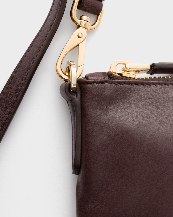 Mini sac porté épaule en cuir nappa - Bruyère Mini sac porté épaule en cuir nappa - Bruyère