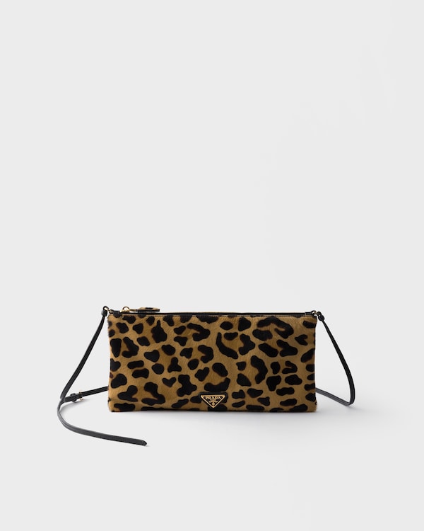 Small printed calf hair shoulder bag - Honey Small printed calf hair shoulder bag - Honey