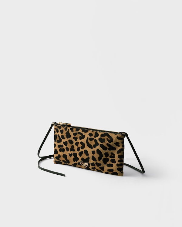 Small printed calf hair shoulder bag - Honey Small printed calf hair shoulder bag - Honey