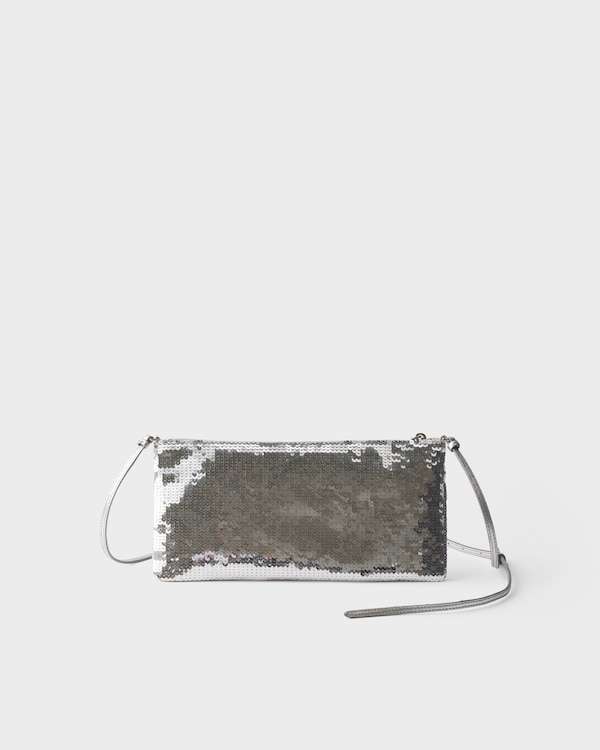 Small satin and sequin shoulder bag - Silver Small satin and sequin shoulder bag - Silver