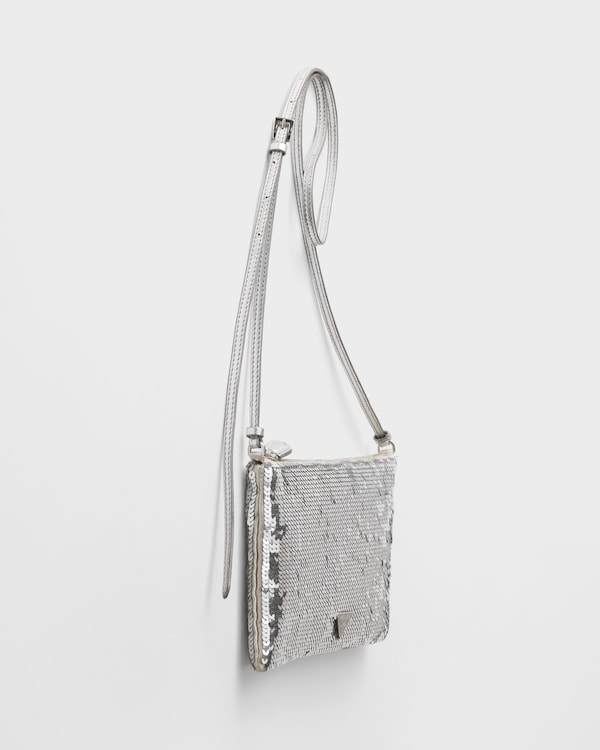 Small satin and sequin shoulder bag - Silver Small satin and sequin shoulder bag - Silver