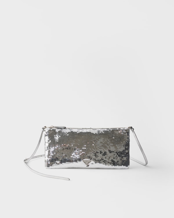 Small satin and sequin shoulder bag - Silver Small satin and sequin shoulder bag - Silver
