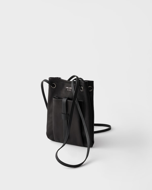 가죽 미니 숄더백 - 블랙 가죽 미니 숄더백 - 블랙