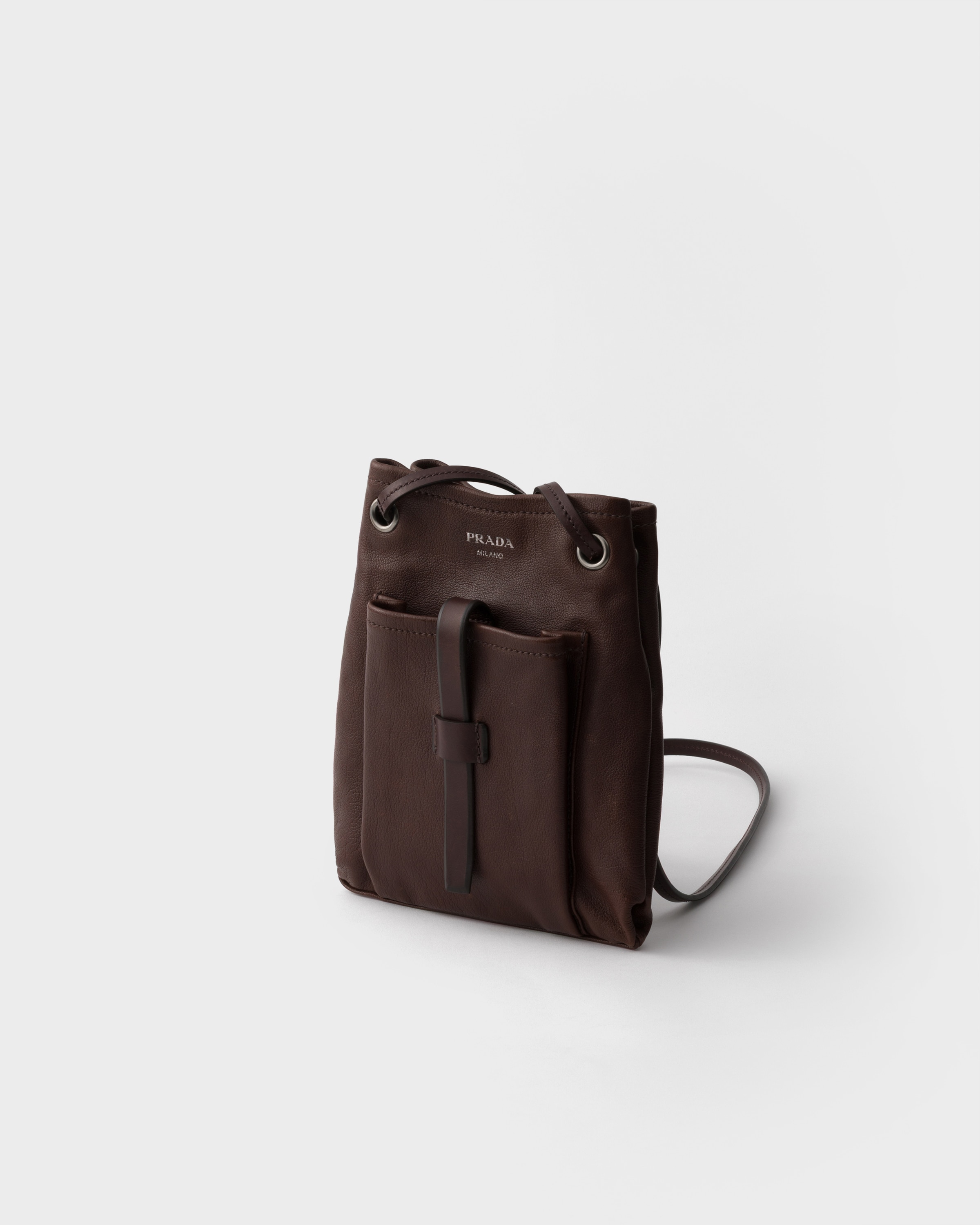 Cocoa Brown Leather mini shoulder bag | PRADA - Japan