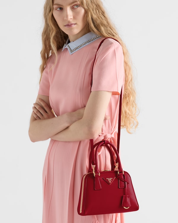 Prada Pyramid Saffiano leather mini bag - Cherry Red Prada Pyramid Saffiano leather mini bag - Cherry Red