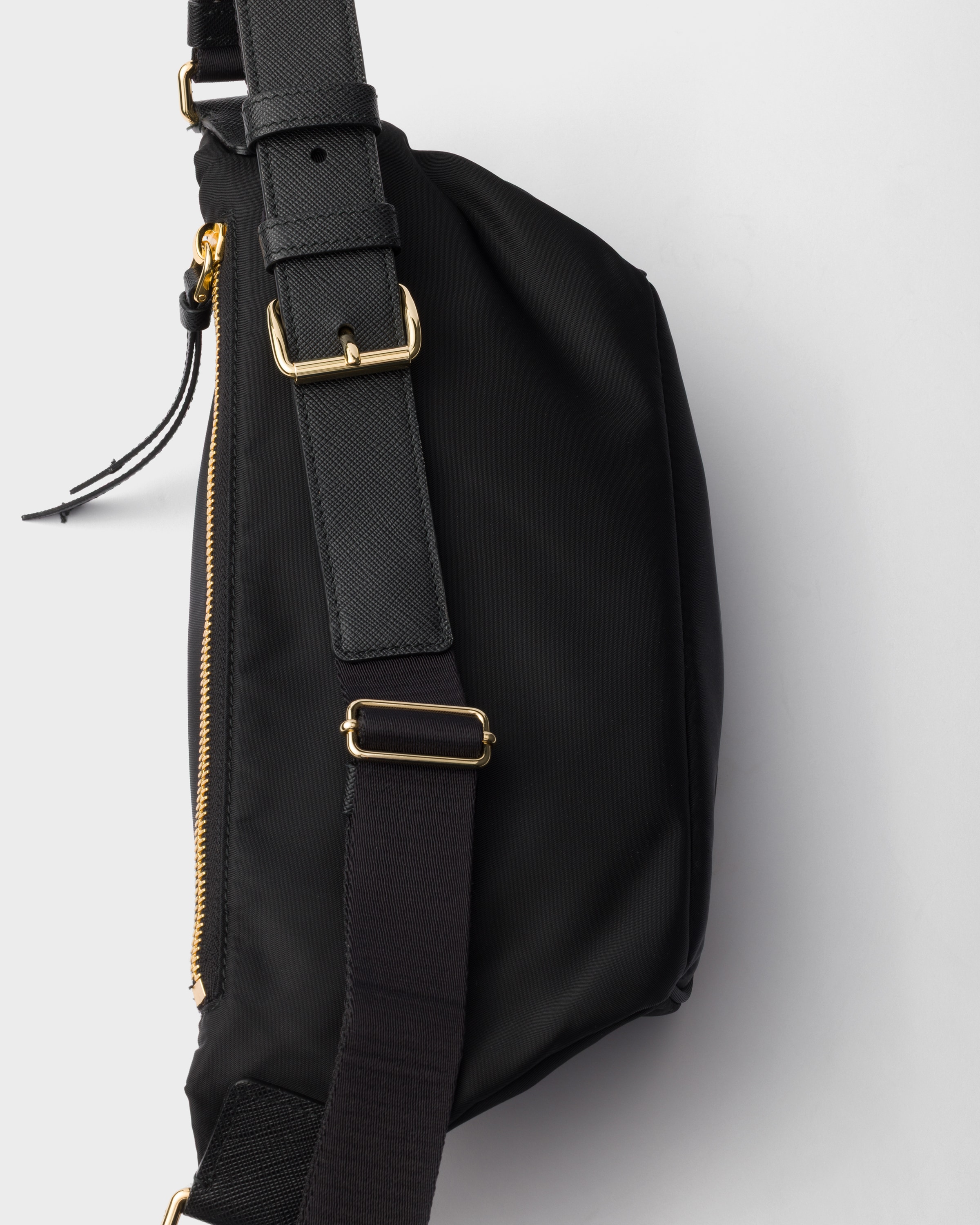 Prada Re-nylon And Saffiano Leather Belt Bag In Black