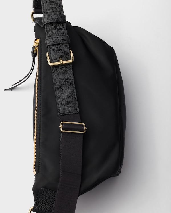 Re-Nylon and Saffiano leather belt bag - Black Re-Nylon and Saffiano leather belt bag - Black