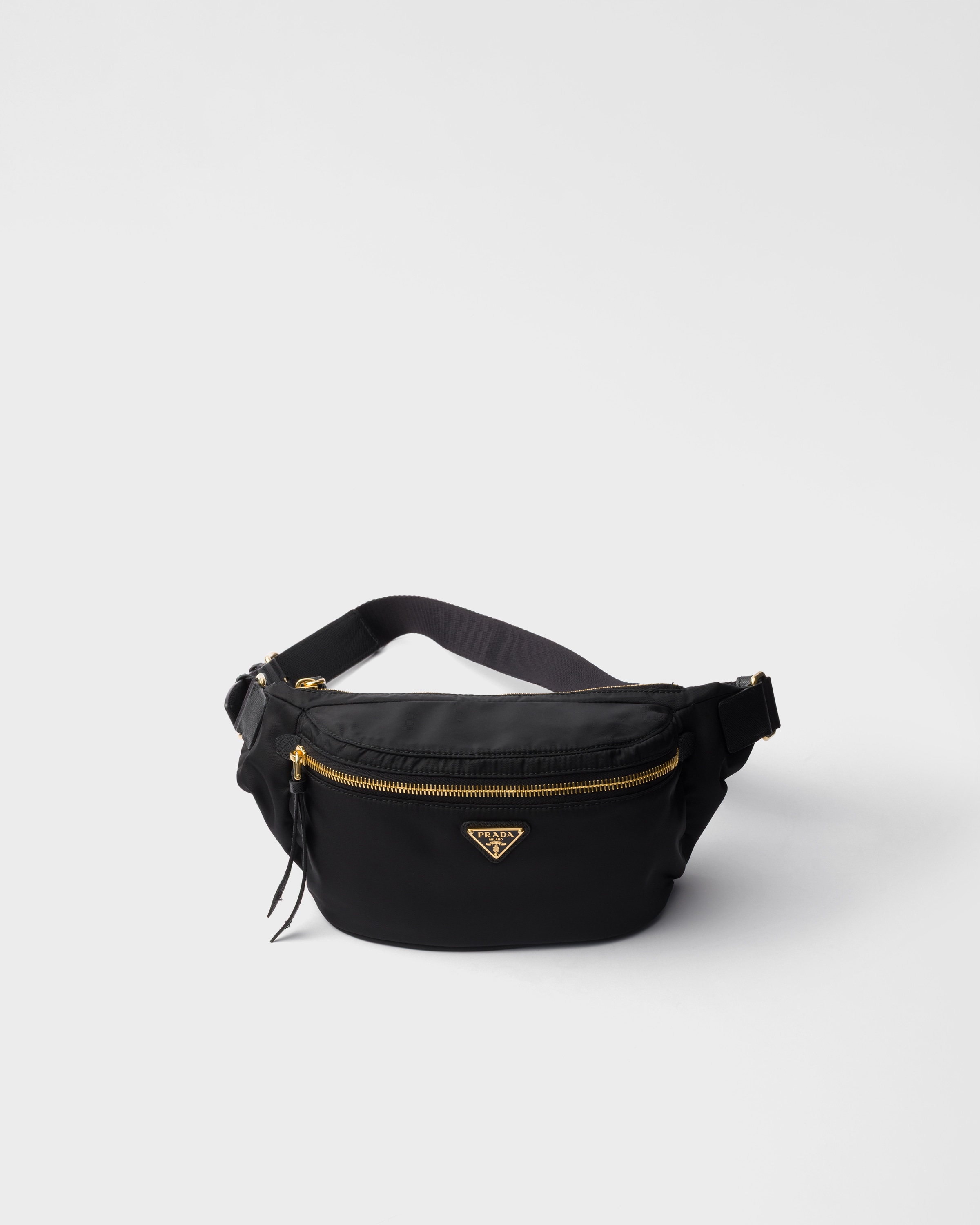 Prada Re-nylon And Saffiano Leather Belt Bag In Black