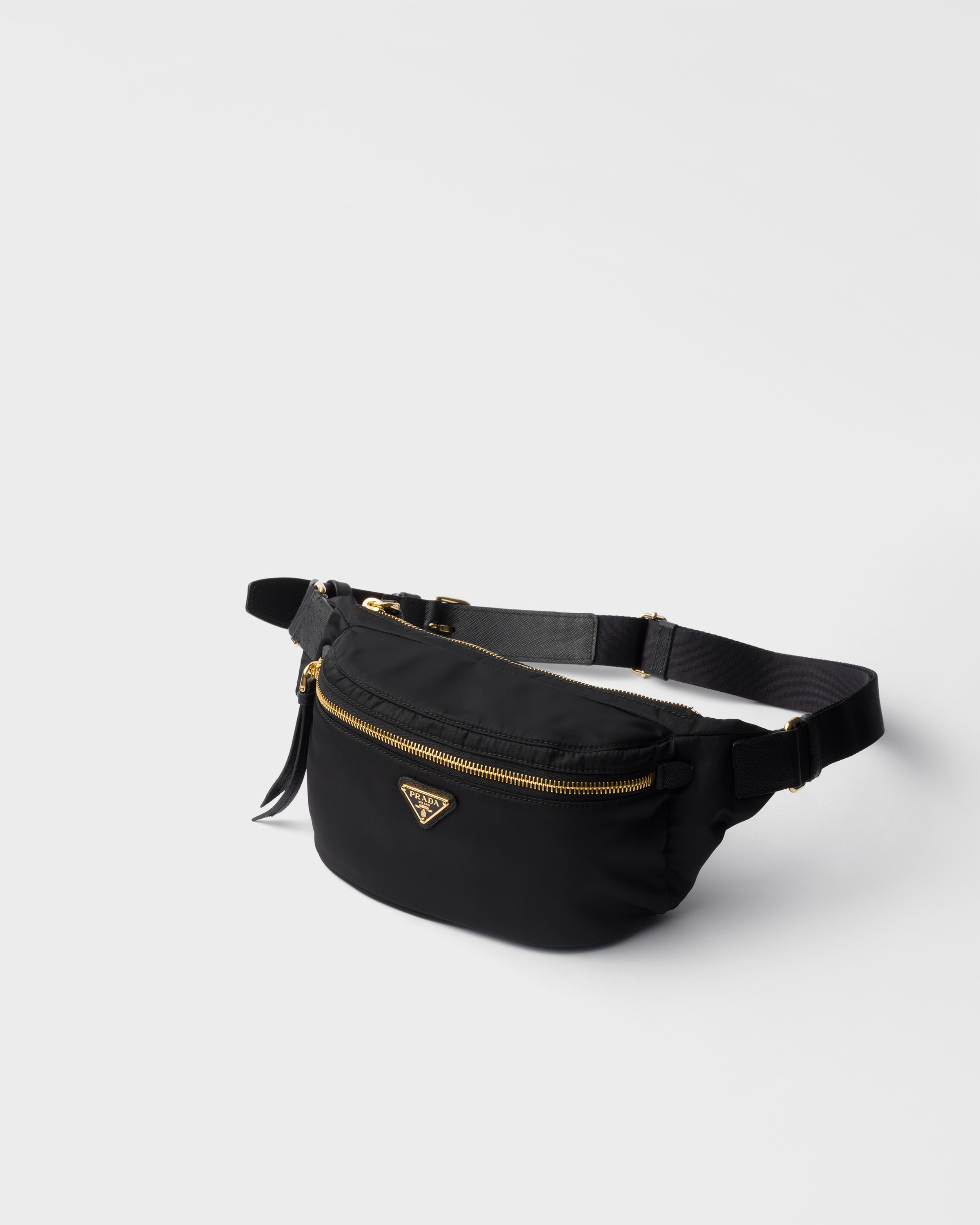 Prada Re-nylon And Saffiano Leather Belt Bag In Black