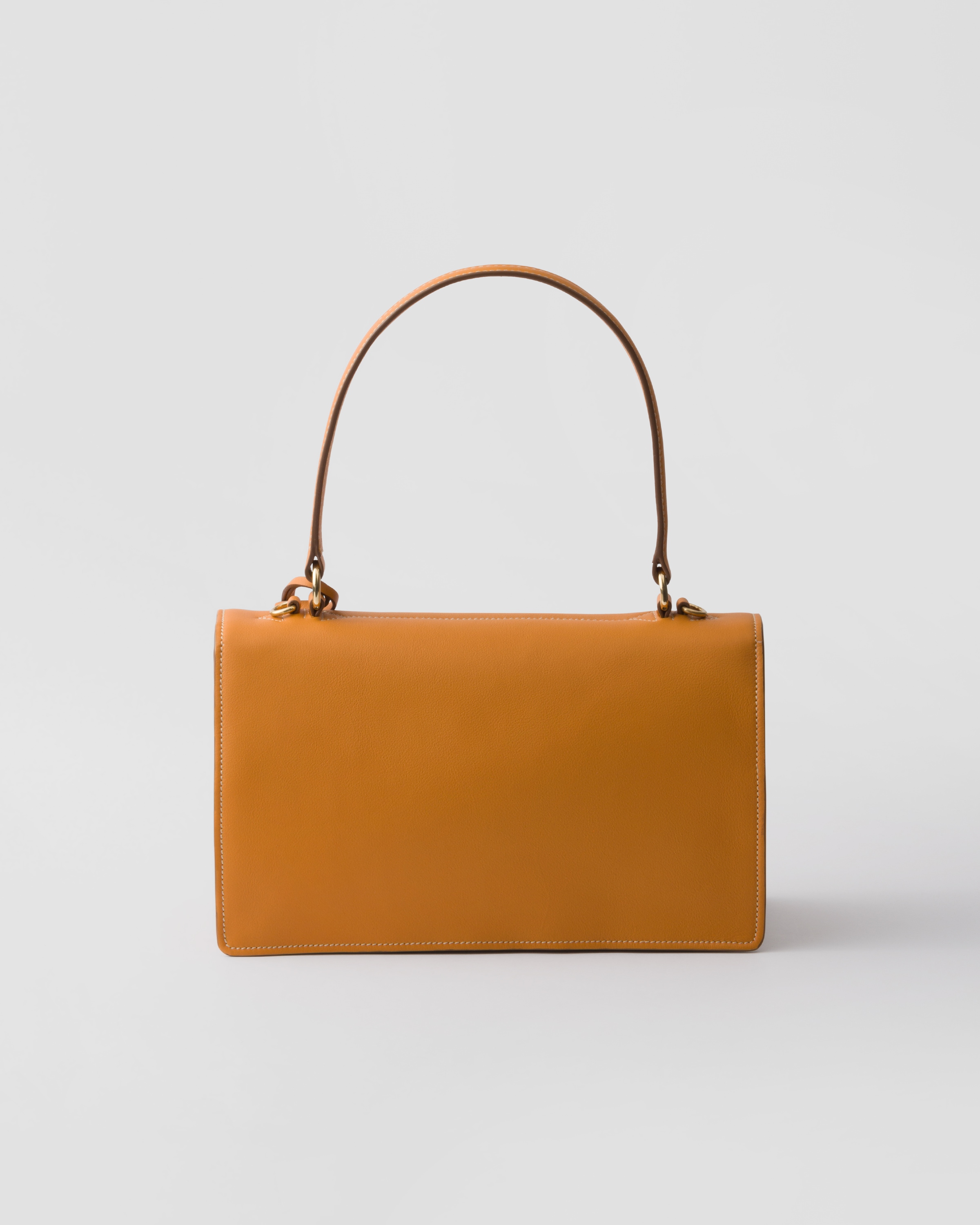 Prada Sound Medium Soft Leather Top-handle Bag In Orange