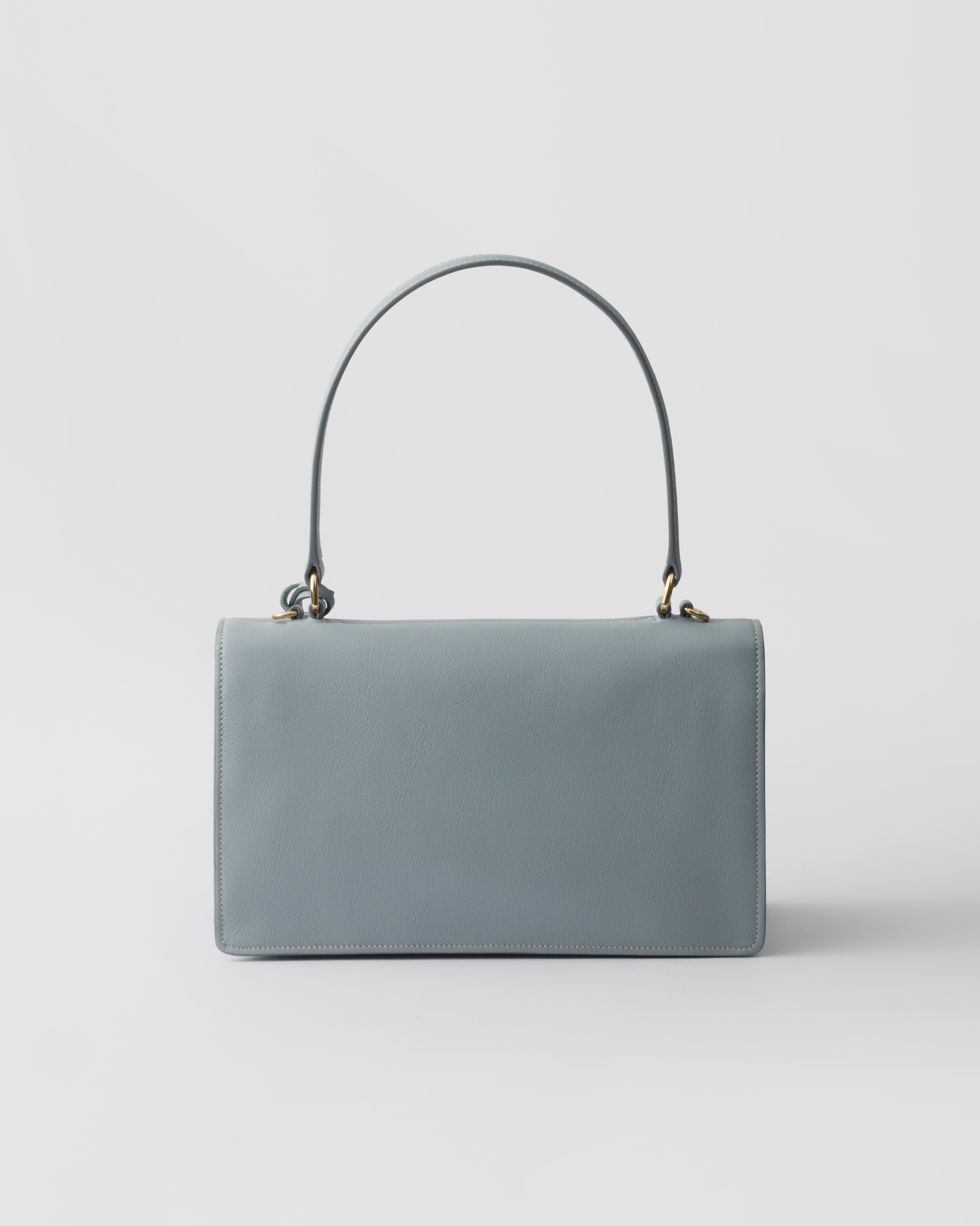Shop Prada Soft Sound Medium Leather Shoulder Bag In Opaline
