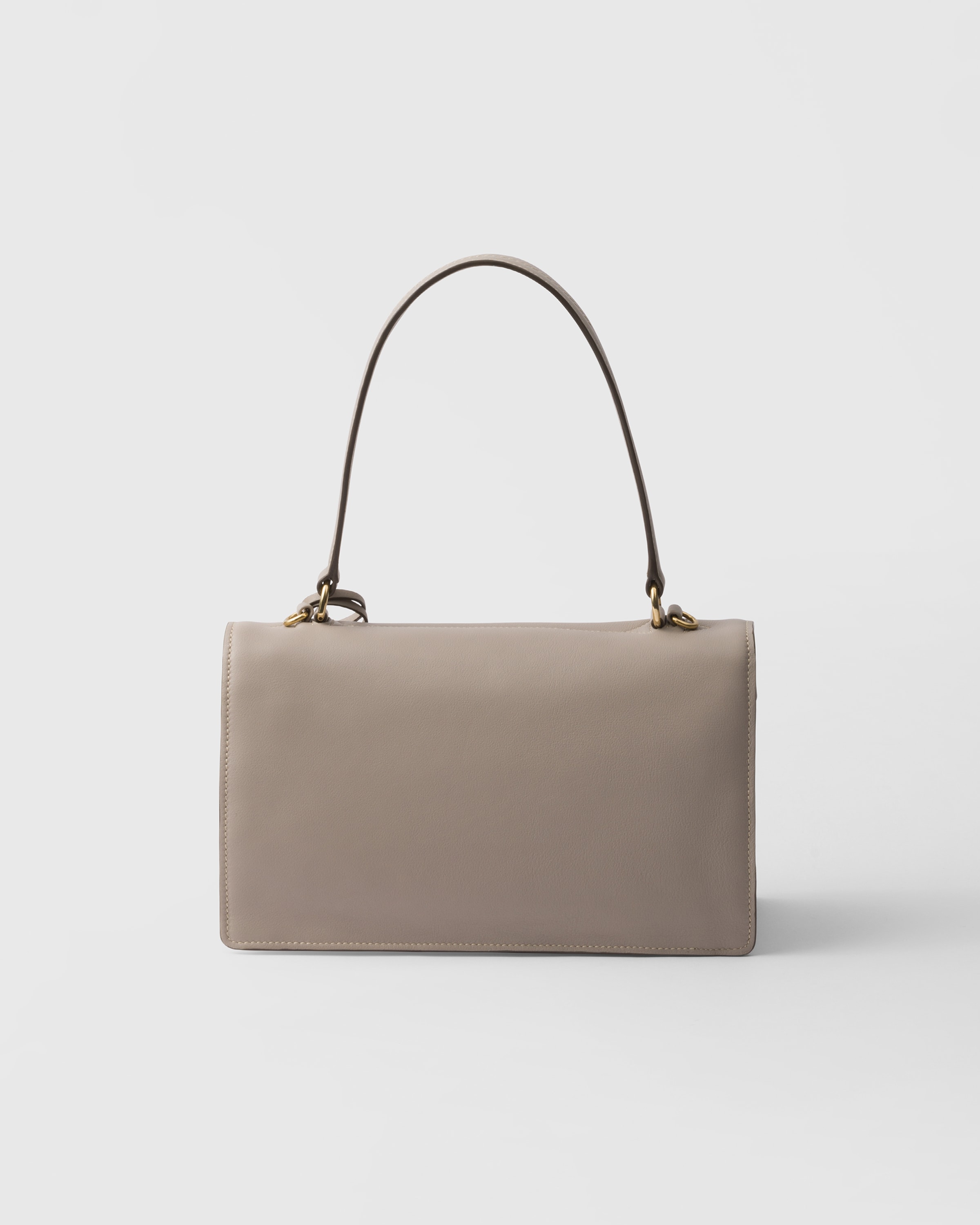 Prada Soft Sound Medium Leather Shoulder Bag In Pumice Stone