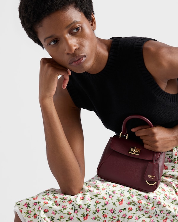 Prada Avoir mini handbag in Saffiano leather - Burgundy Prada Avoir mini handbag in Saffiano leather - Burgundy