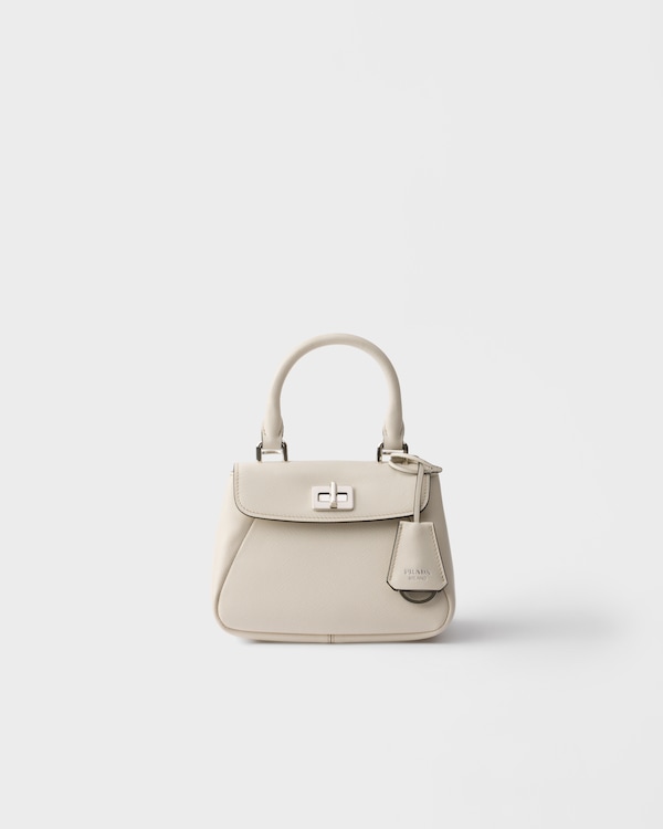 Borsa a mano Prada Avoir mini in Saffiano - Talco N Borsa a mano Prada Avoir mini in Saffiano - Talco N