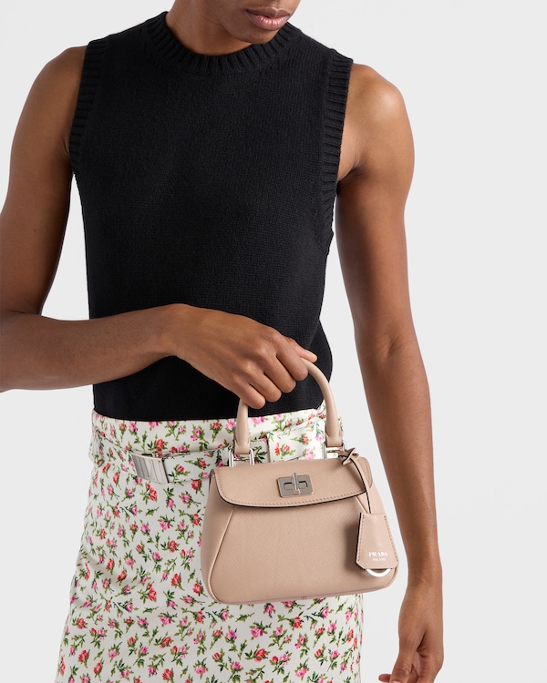 Prada Avoir mini handbag in Saffiano leather - Powder Prada Avoir mini handbag in Saffiano leather - Powder