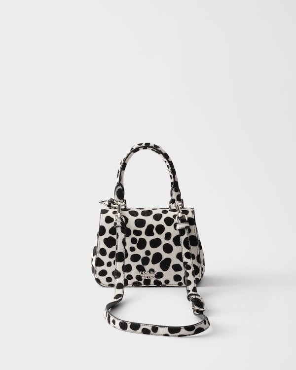 Prada Avoir printed calf hair leather mini handbag - White/Black Prada Avoir printed calf hair leather mini handbag - White/Black