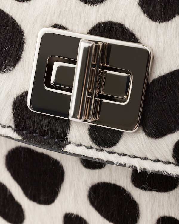 Prada Avoir printed calf hair leather mini handbag - White/Black Prada Avoir printed calf hair leather mini handbag - White/Black