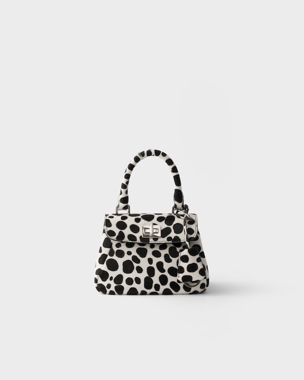 Prada Avoir printed calf hair leather mini handbag - White/Black Prada Avoir printed calf hair leather mini handbag - White/Black