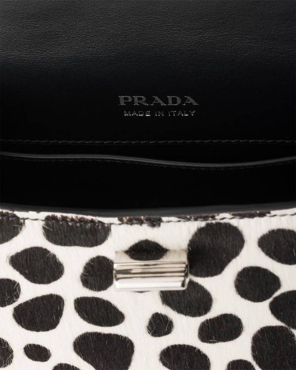 Prada Avoir printed calf hair leather mini handbag - White/Black Prada Avoir printed calf hair leather mini handbag - White/Black