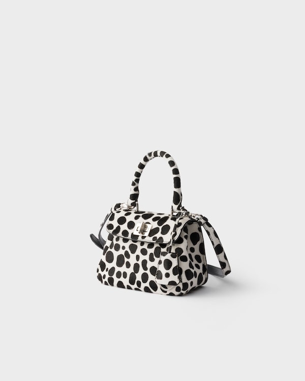 Prada Avoir printed calf hair leather mini handbag - White/Black Prada Avoir printed calf hair leather mini handbag - White/Black