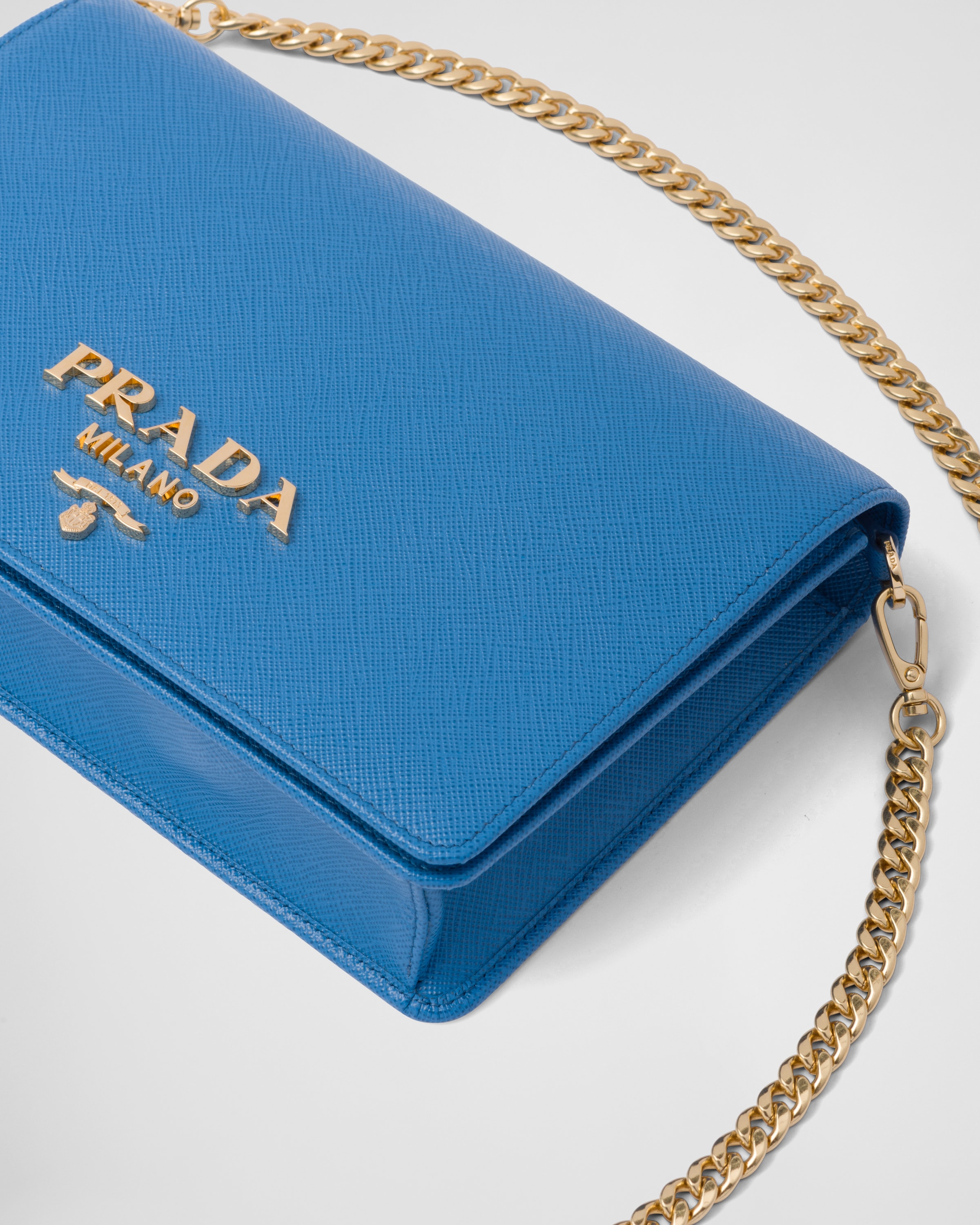 Light Blue Saffiano Leather Mini Bag PRADA