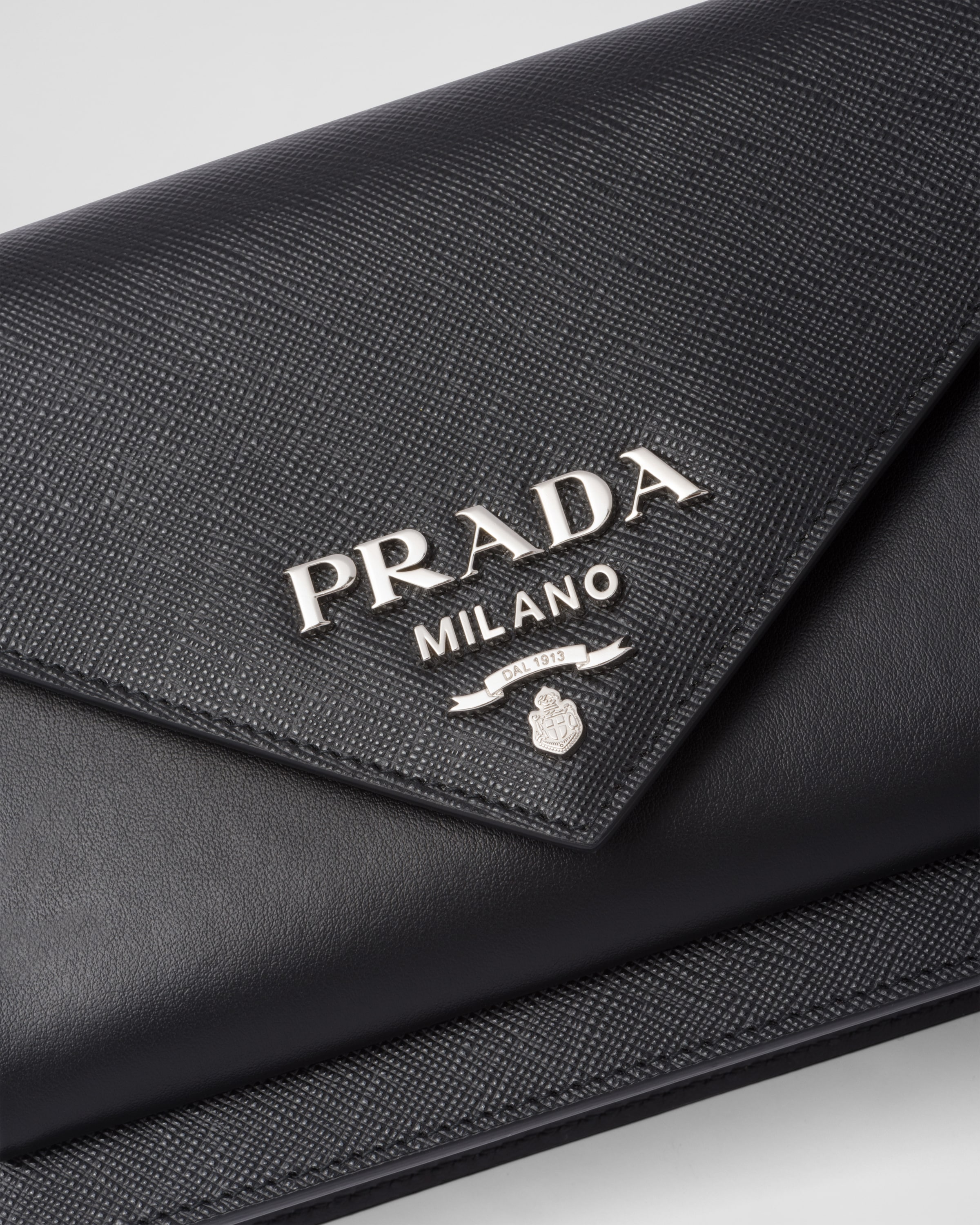 Black Saffiano Leather Mini Envelope Bag PRADA