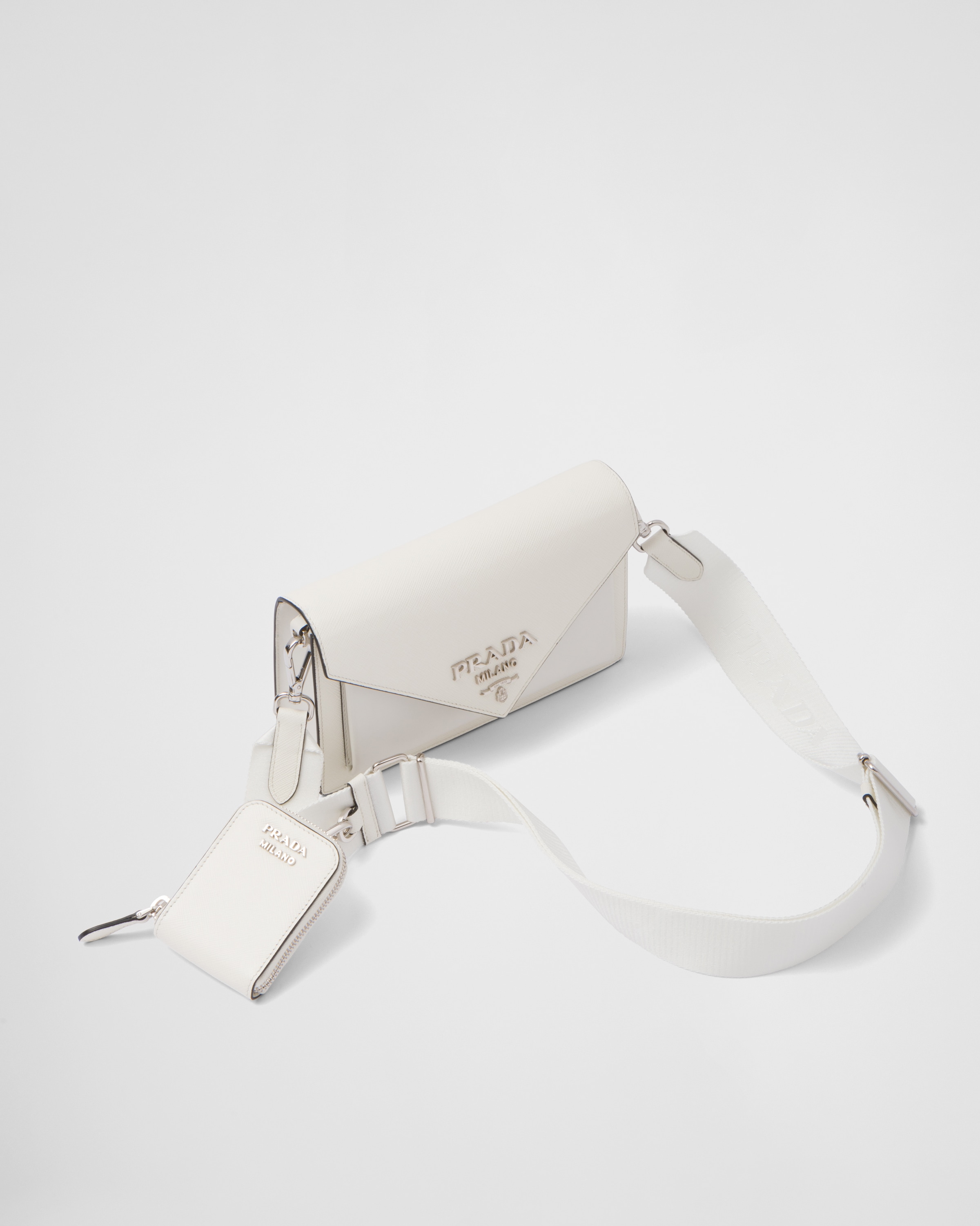 White Saffiano Leather Mini Envelope Bag