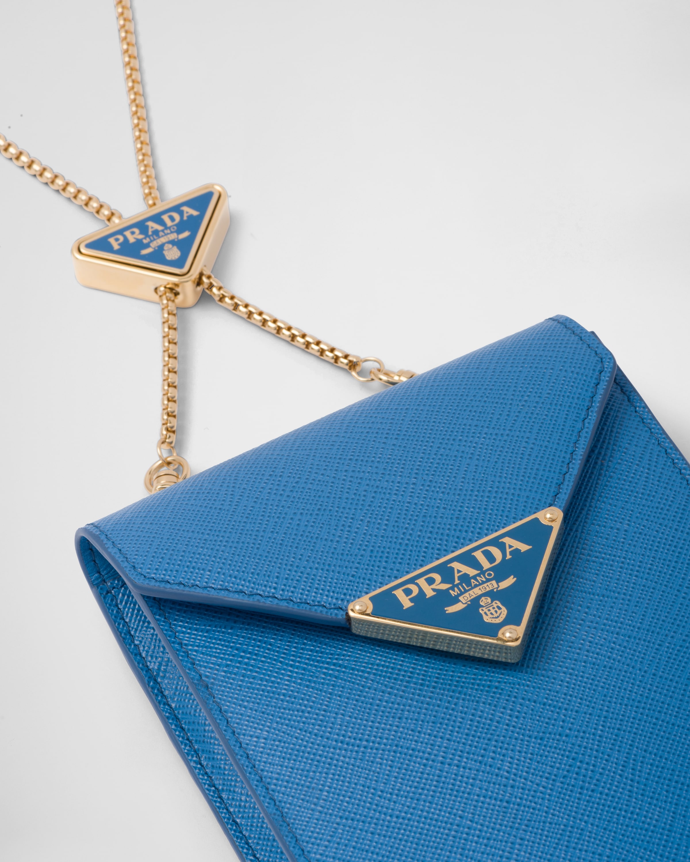 Baby Blue Leather Vsling Wallet on a Chain