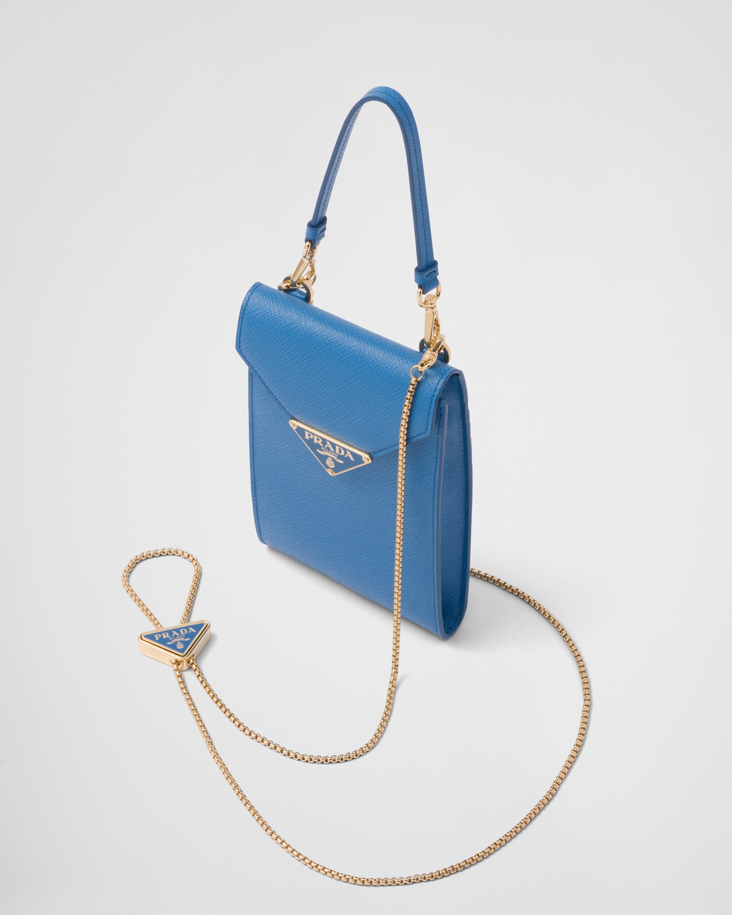 Light Blue Saffiano Leather Mini bag PRADA