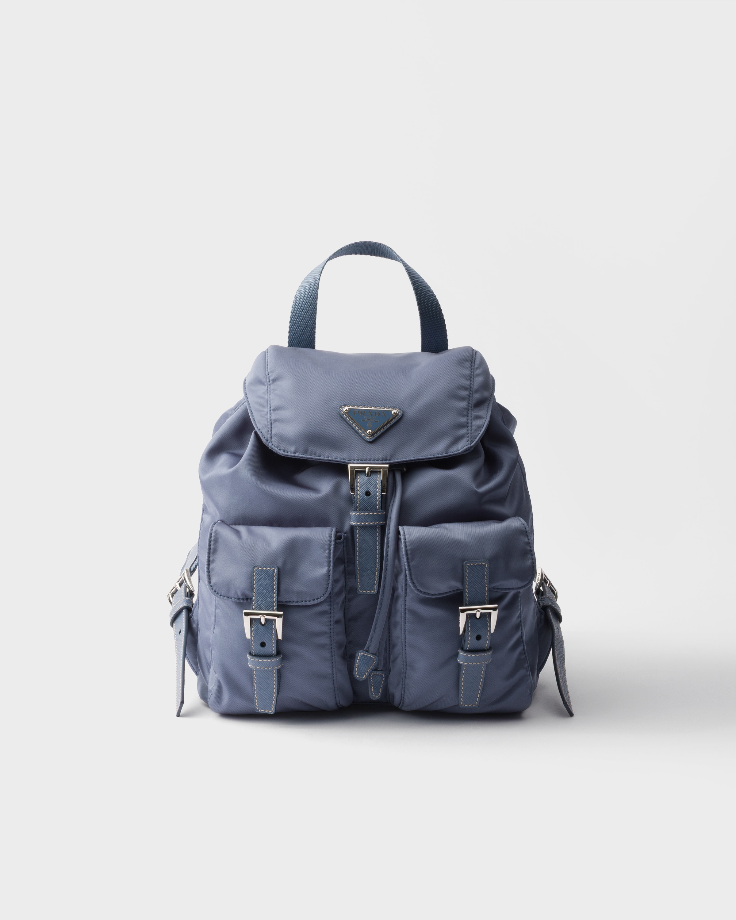 Aviation Blue Small Re-Nylon backpack | PRADA - United States