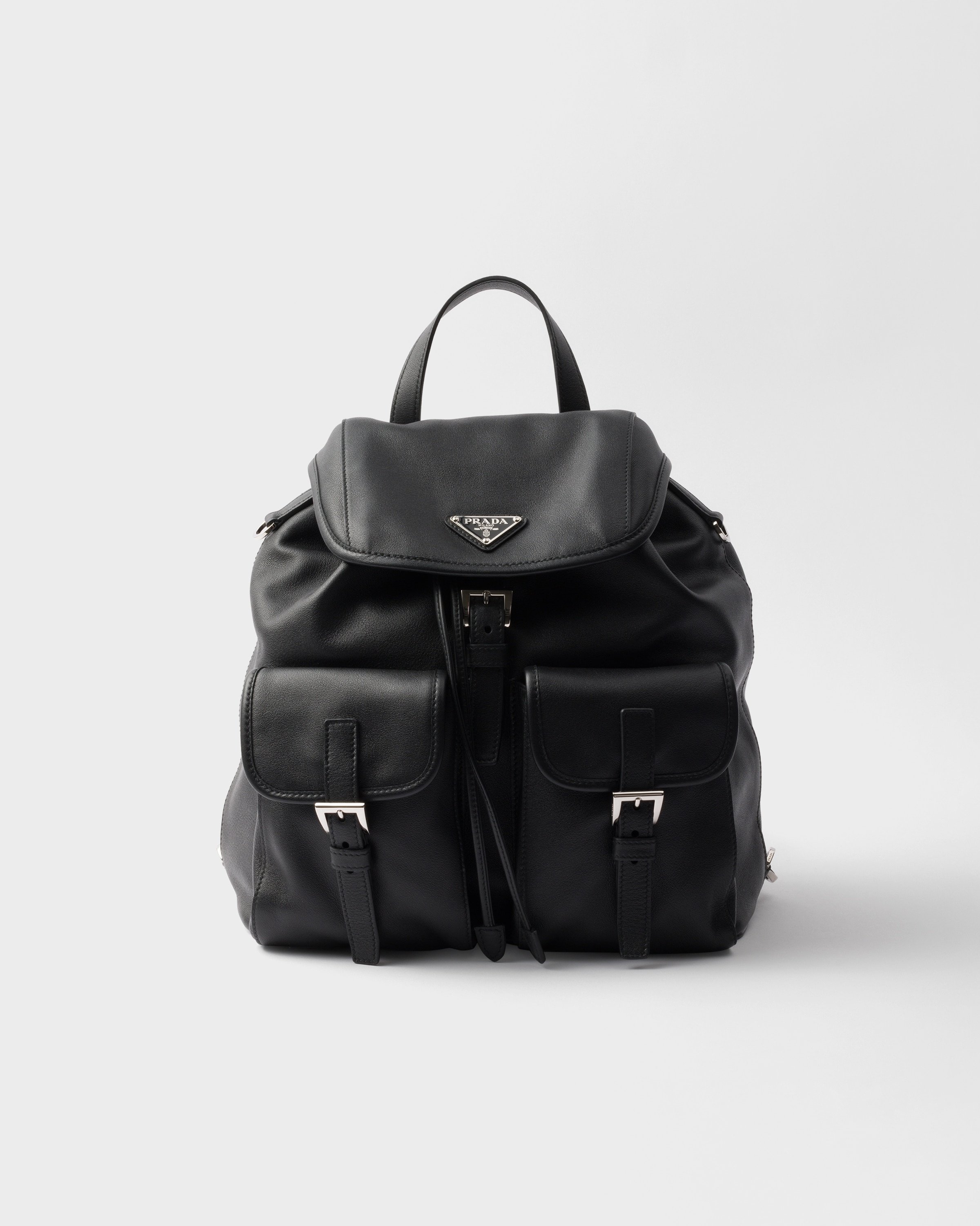 Prada Mochila Mediana De Piel, Mujer, Negro