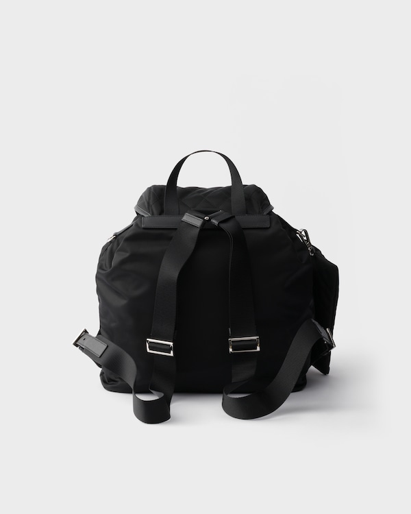 Medium quilted Re-Nylon backpack with Saffiano leather trim - Black Medium quilted Re-Nylon backpack with Saffiano leather trim - Black