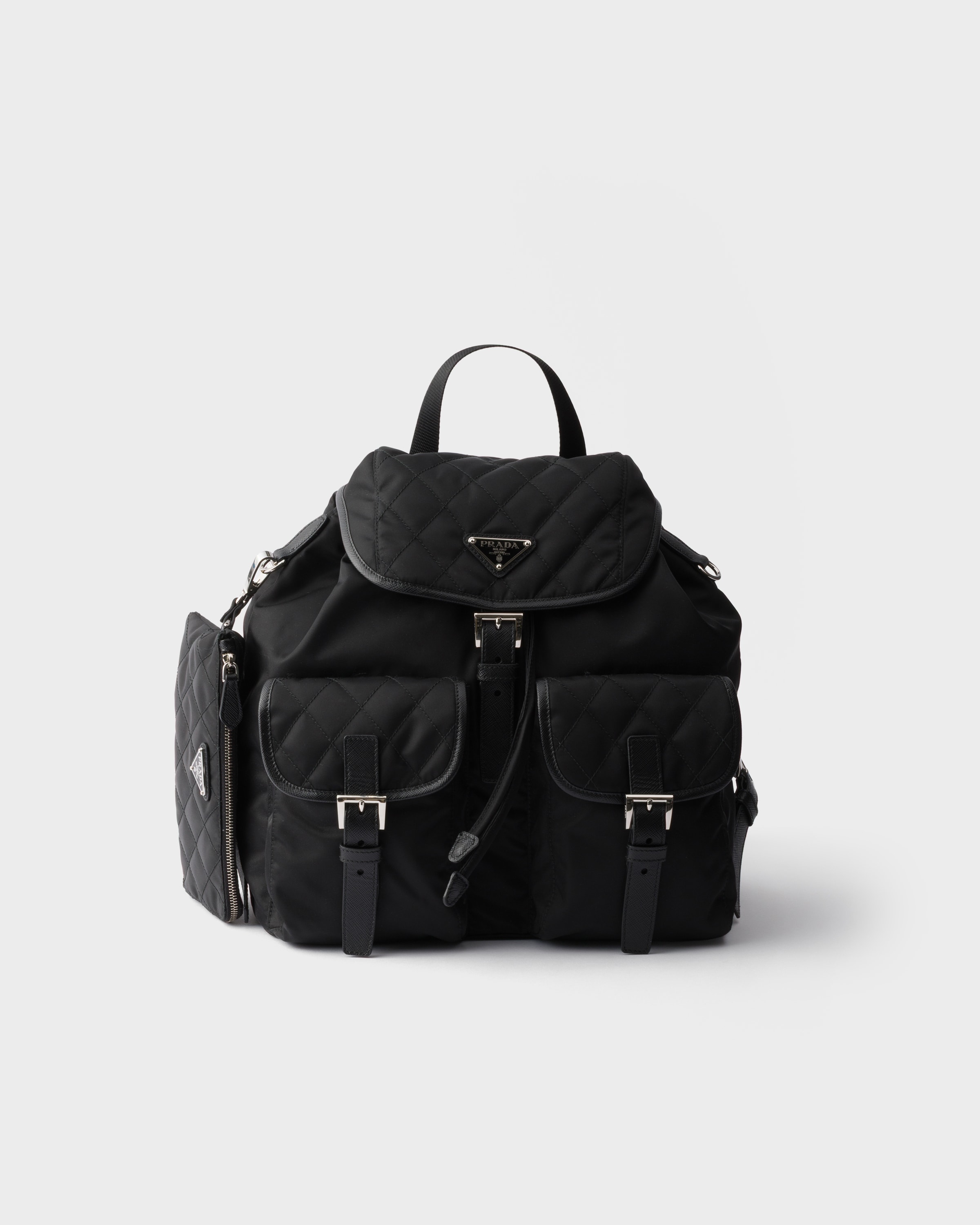Prada Medium quilted Re-Nylon backpack with Saffiano leather trim