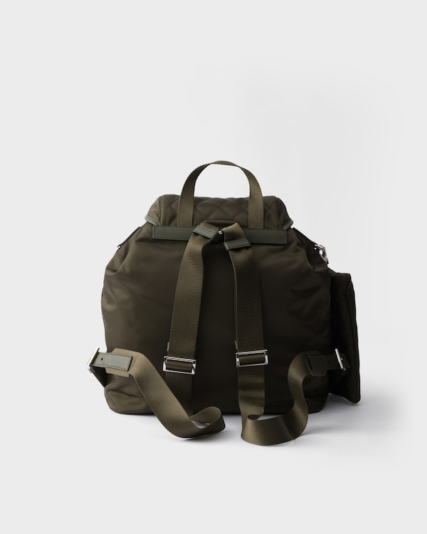 Medium quilted Re-Nylon backpack with Saffiano leather trim - Forest Medium quilted Re-Nylon backpack with Saffiano leather trim - Forest