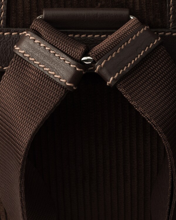 Medium corduroy and leather backpack - Ebony Medium corduroy and leather backpack - Ebony