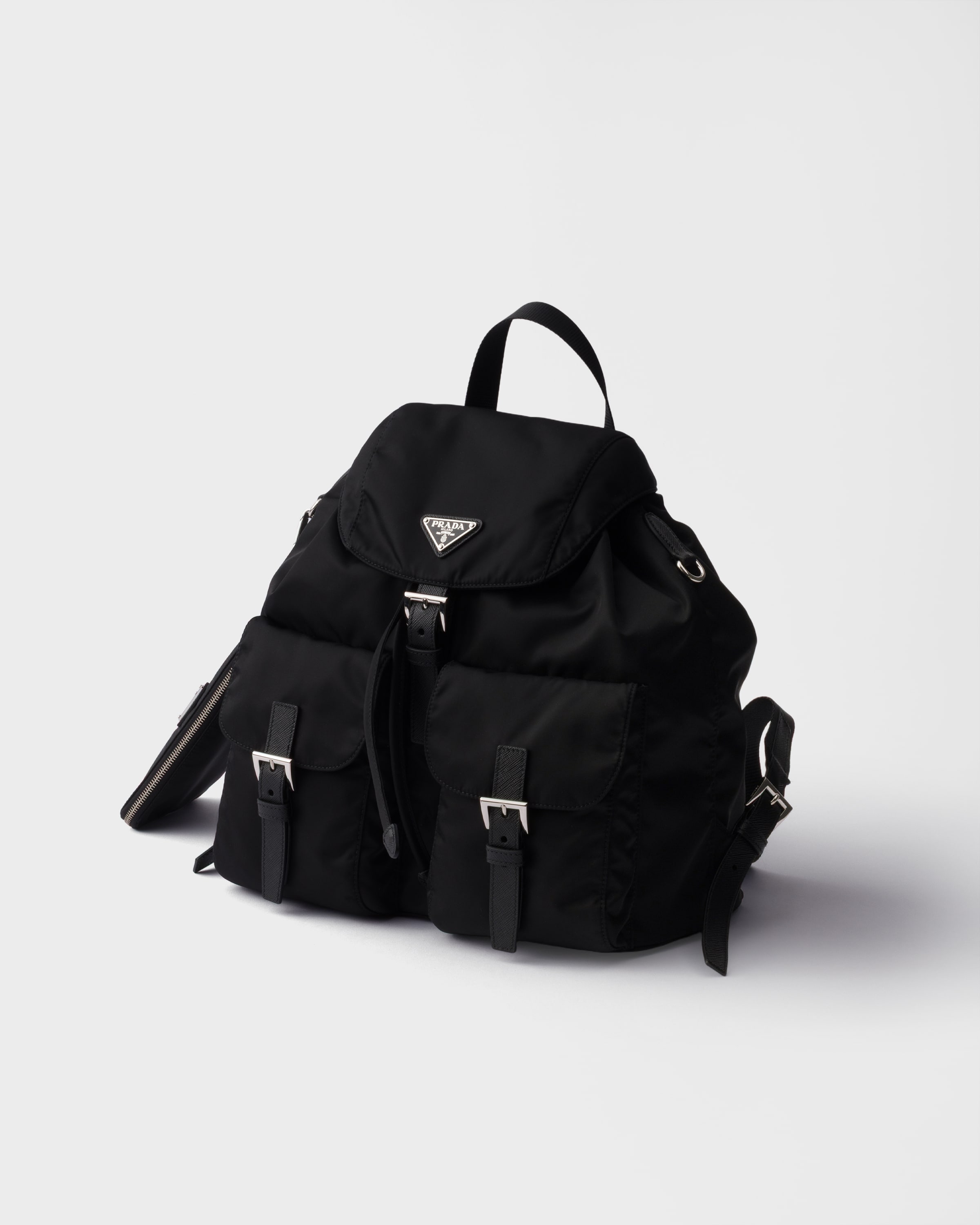 Prada Medium Re-nylon Backpack In Black