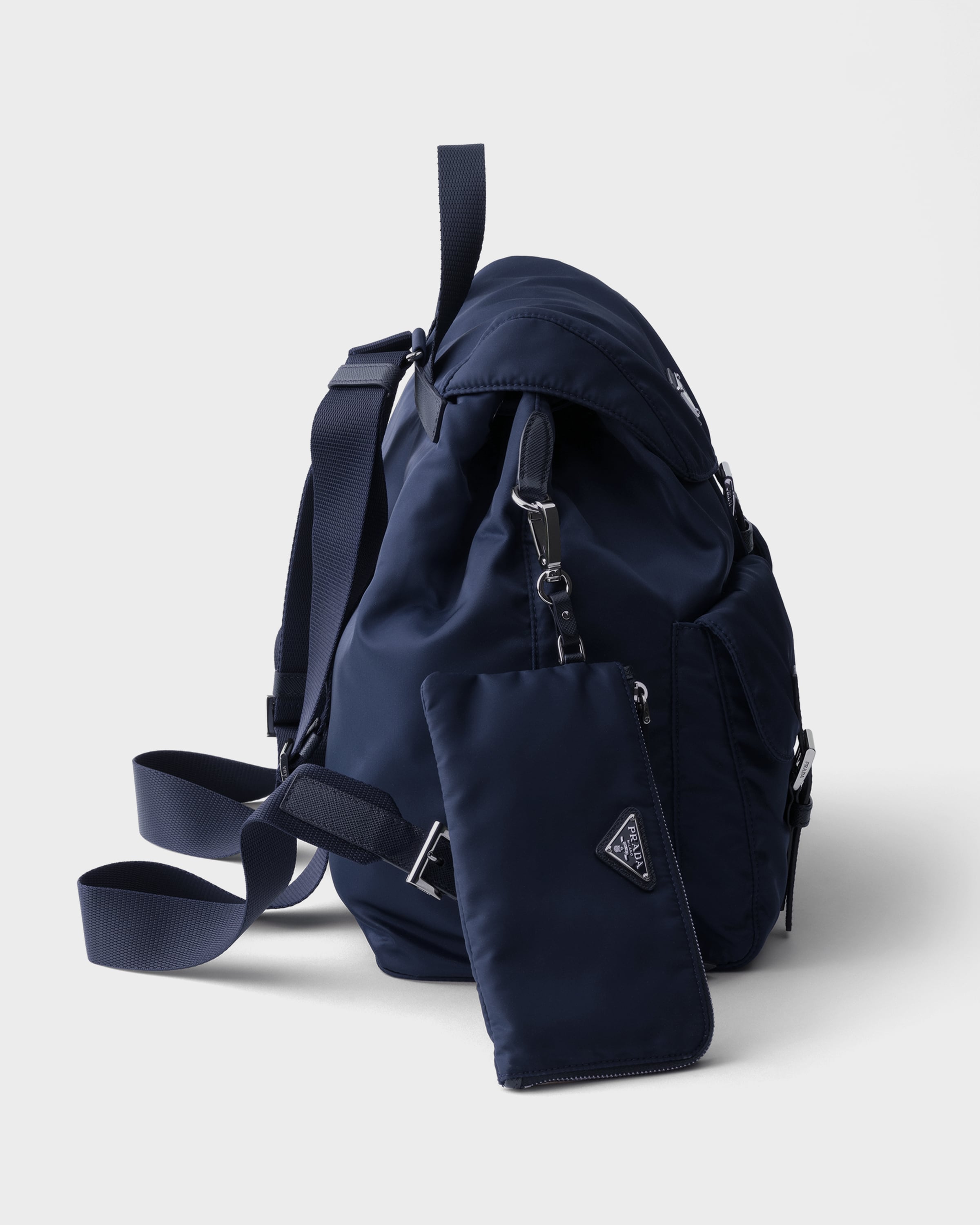 Baltic Blue Medium Re-nylon Backpack | PRADA - United States