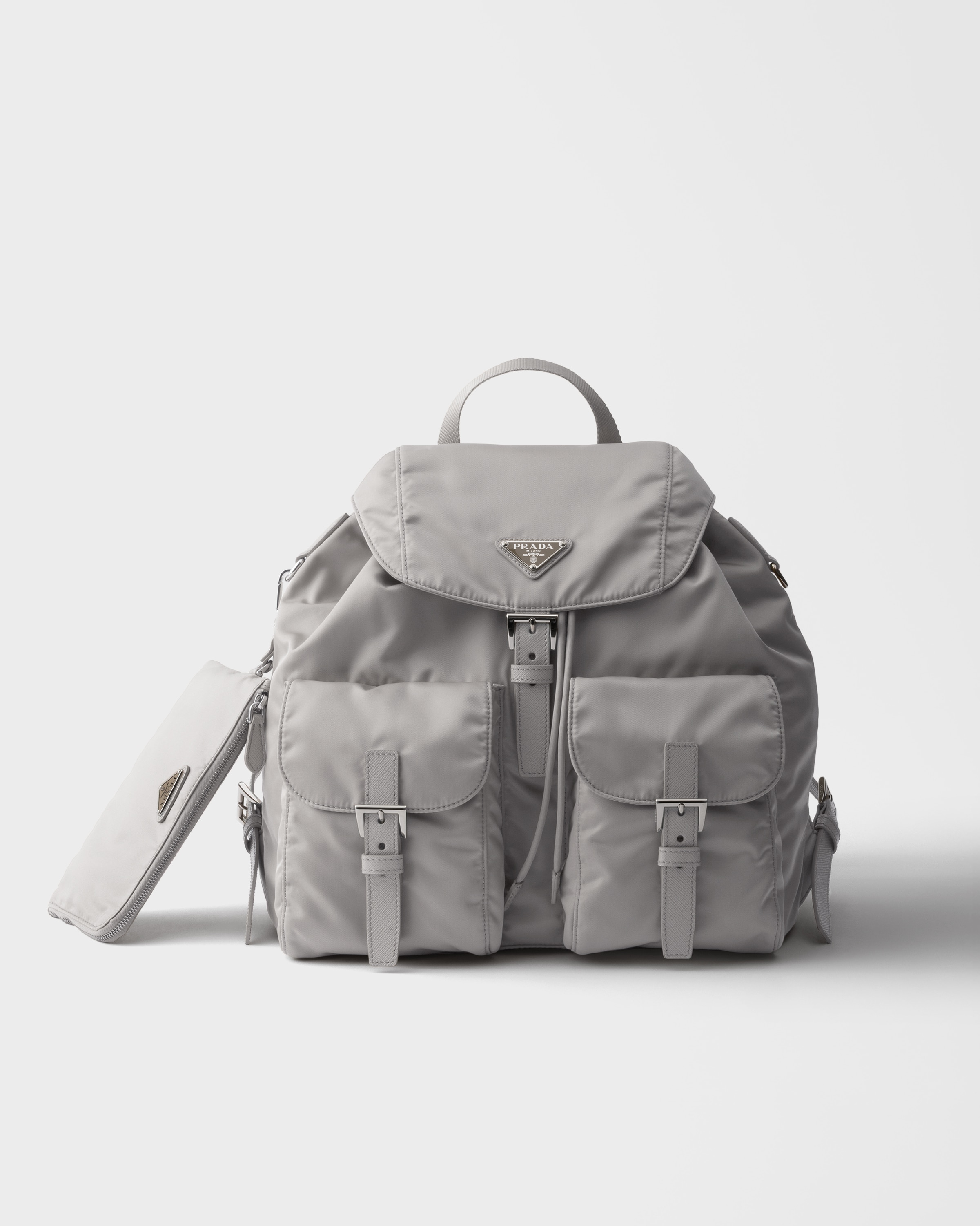 Prada Medium Re-nylon Backpack, Woman, Cloudy Gray