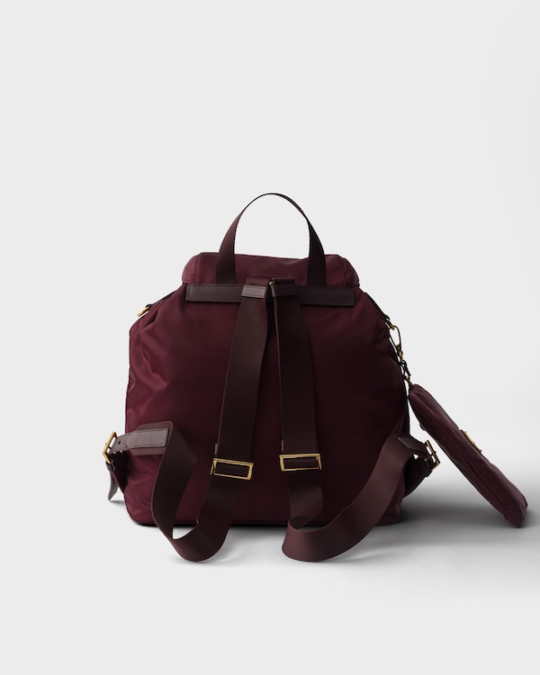 Medium Re-Nylon backpack with pouch - Burgundy Medium Re-Nylon backpack with pouch - Burgundy