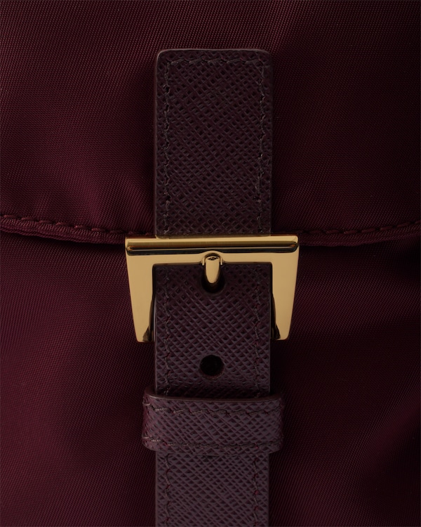 Medium Re-Nylon backpack with pouch - Burgundy Medium Re-Nylon backpack with pouch - Burgundy