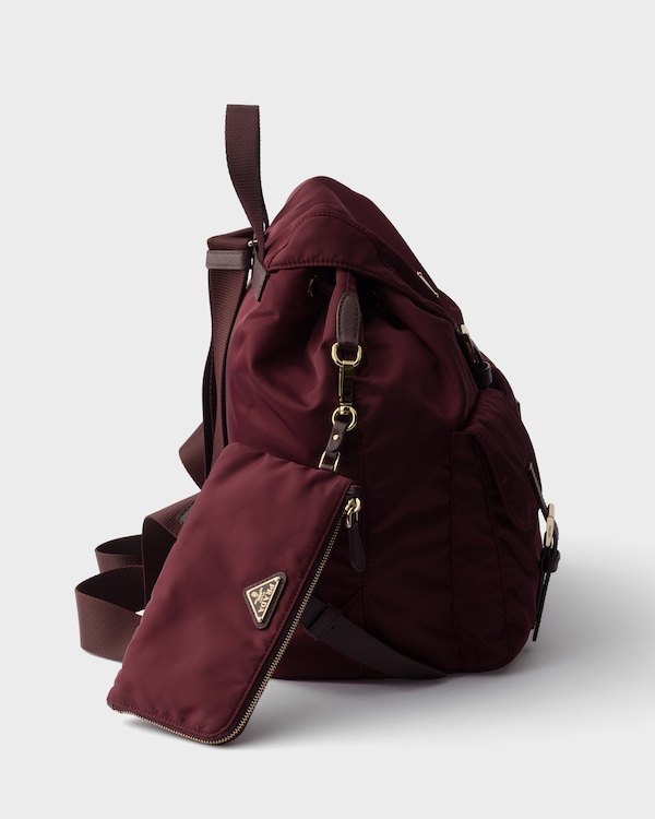 Medium Re-Nylon backpack with pouch - Burgundy Medium Re-Nylon backpack with pouch - Burgundy