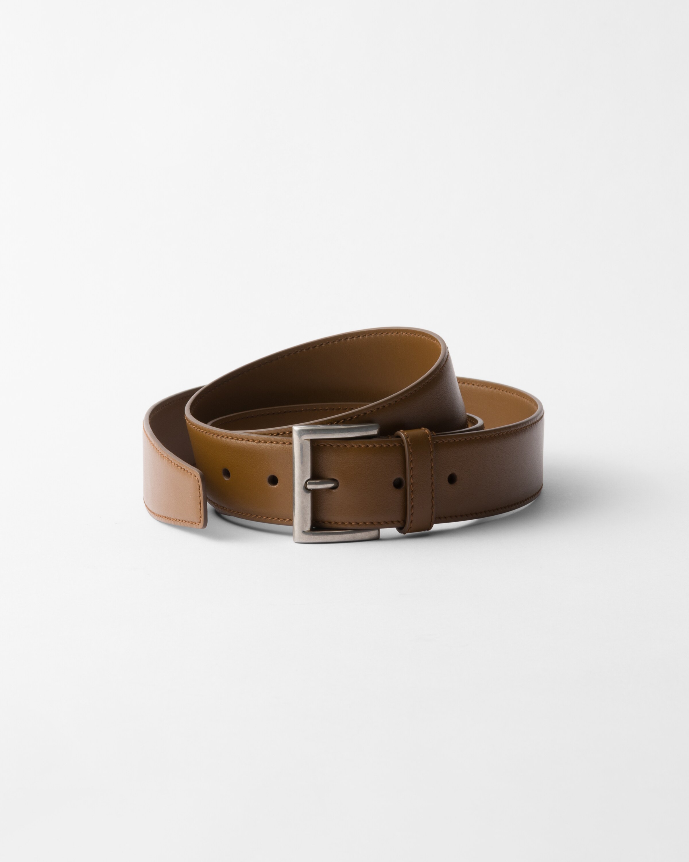 Shop Prada Leather Belt In Hazelnut