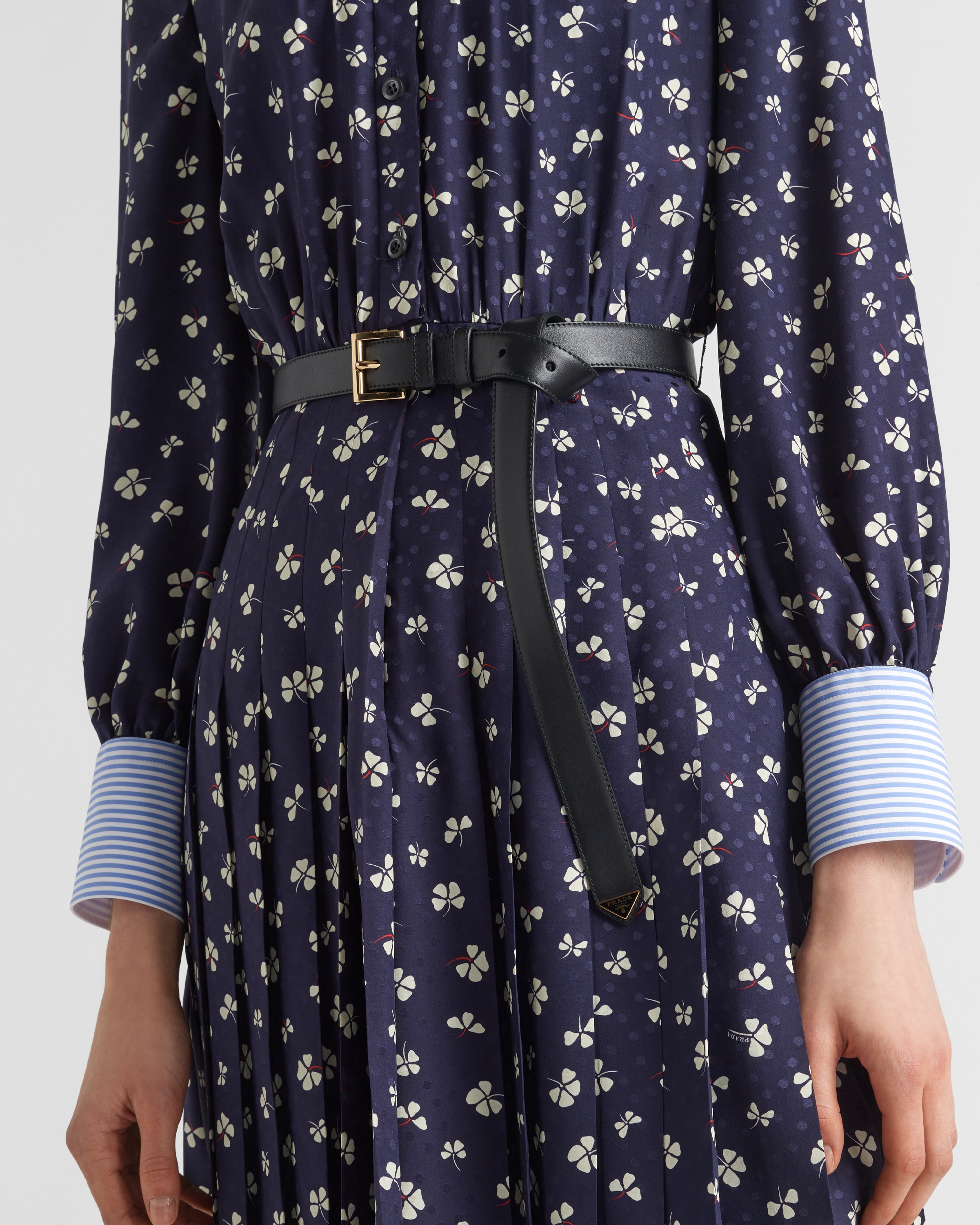 Prada City Calf Leather Belt In Black