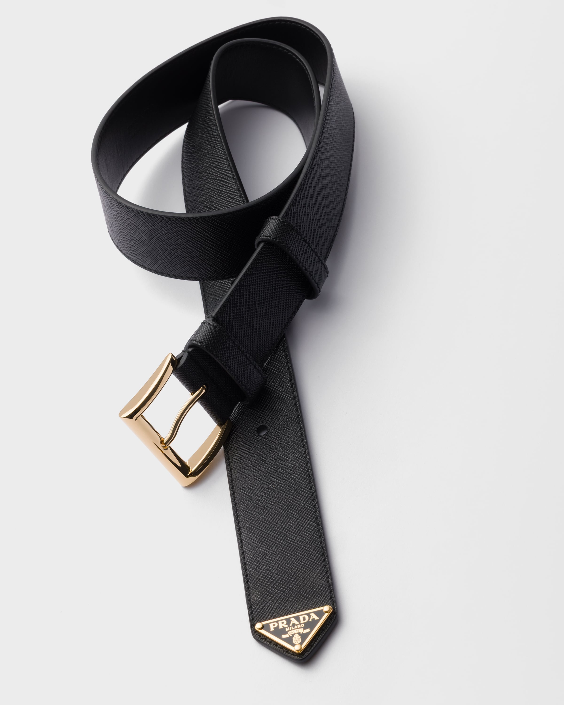 Black Saffiano Leather Belt | PRADA - Brazil