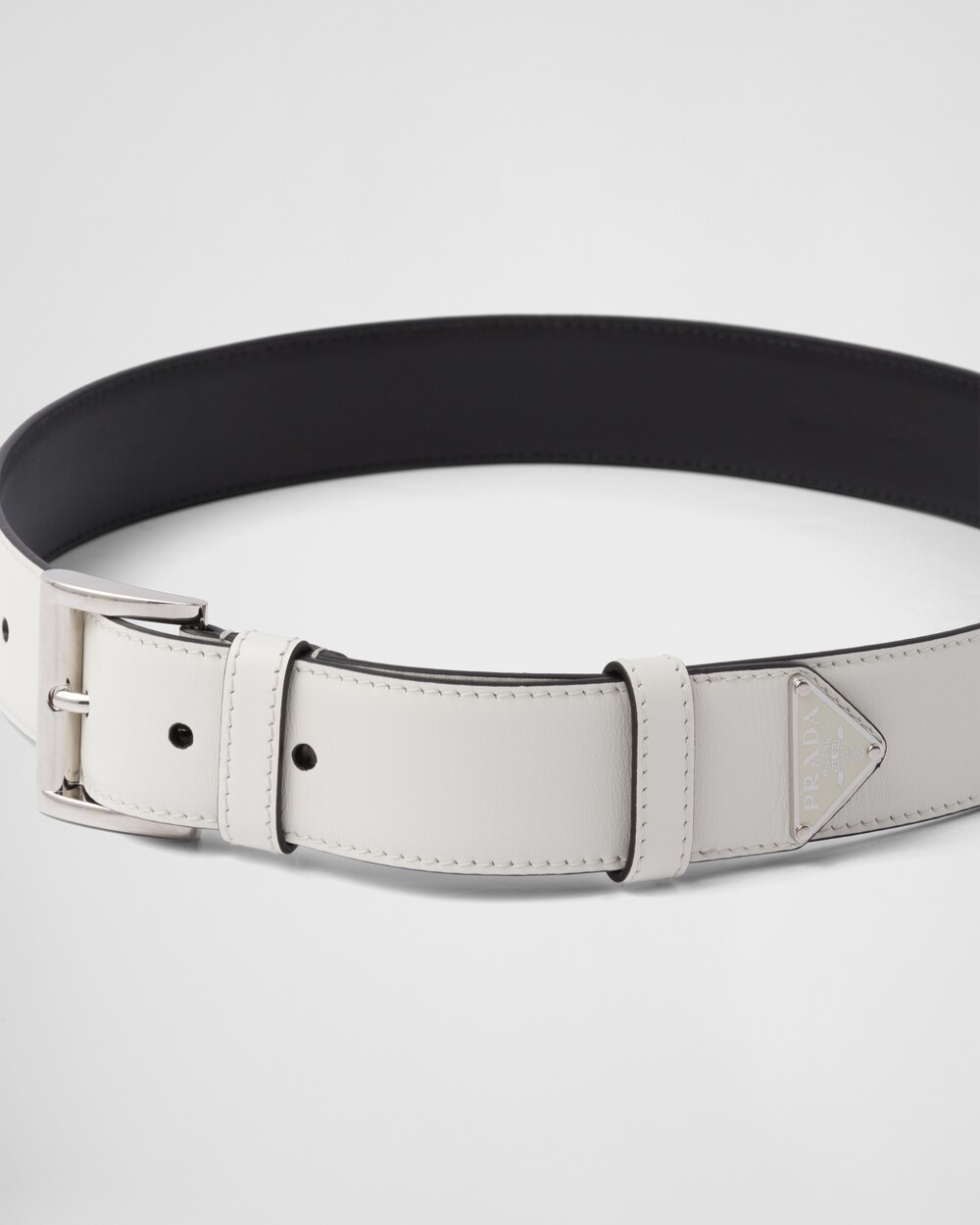 White Leather belt | Prada