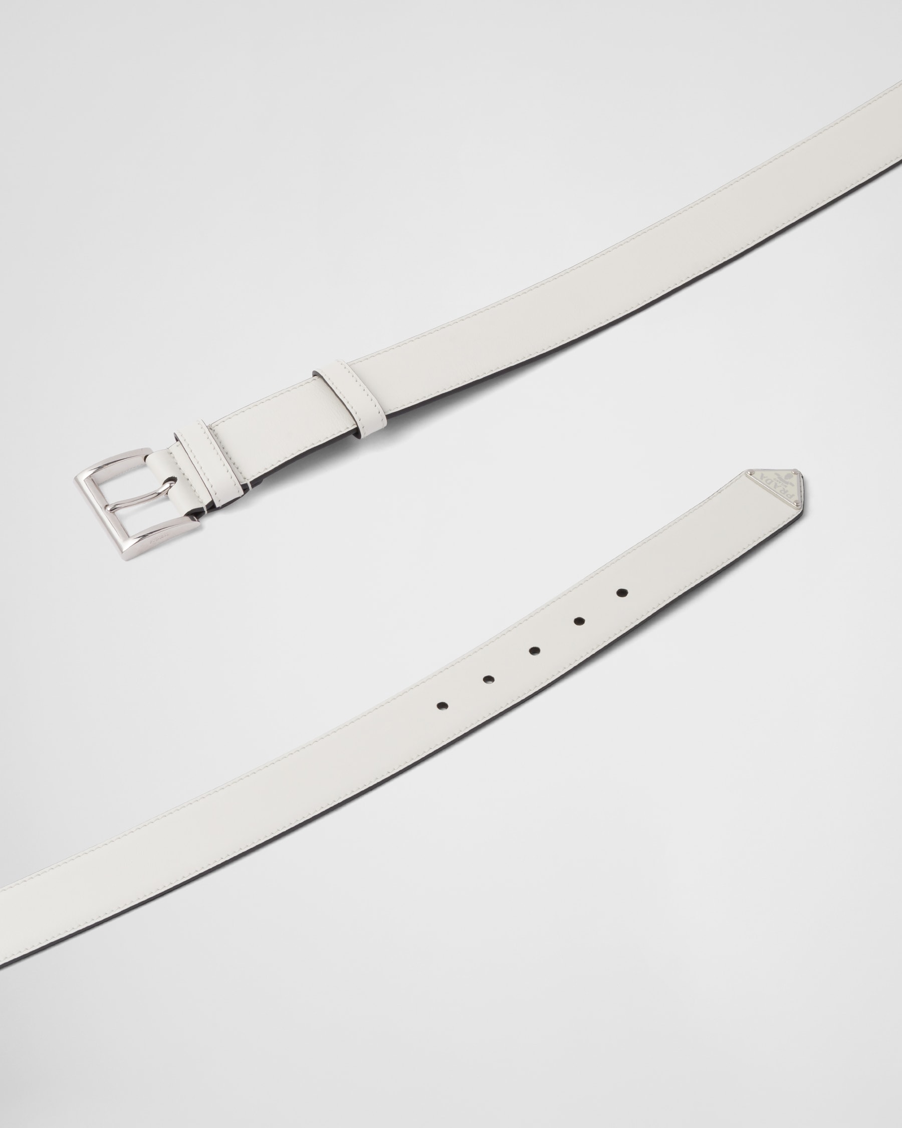 PRADA 25S BELT 20 MM IN WHITE CALFSKIN 571372